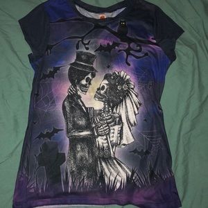 Spooky gothic skeleton wedding Halloween t-shirt